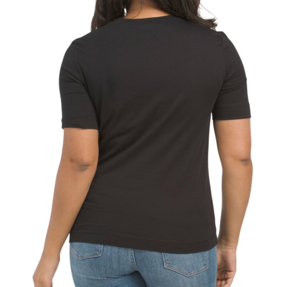 LOVE MOSCHINO Printed Hearts Tshirt 40 IT 4-6 NWT Black/White Short Sleeve Shirt - Picture 3 of 11